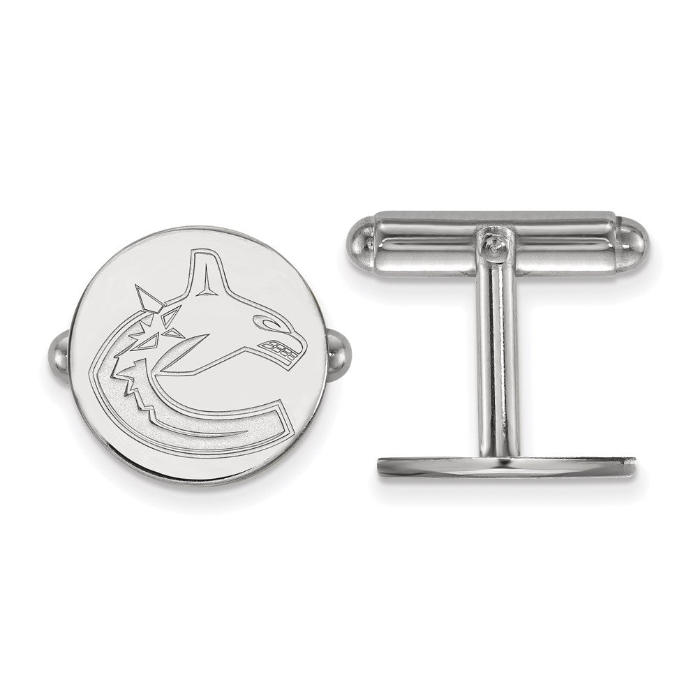 Sterling Silver Rhodium-plated NHL LogoArt Vancouver Canucks Cuff Links