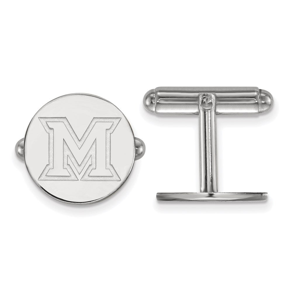 Sterling Silver Rhodium-plated LogoArt Miami University Ohio Letter M Cuff Links