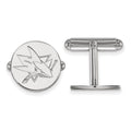 Sterling Silver Rhodium-plated NHL LogoArt San Jose Sharks Cuff Links