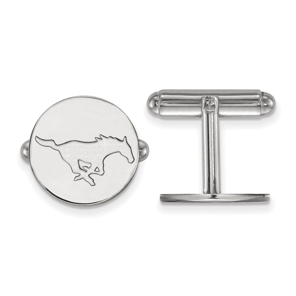 Sterling Silver Rhodium-plated LogoArt Southern Methodist University Mustang Cuff Links