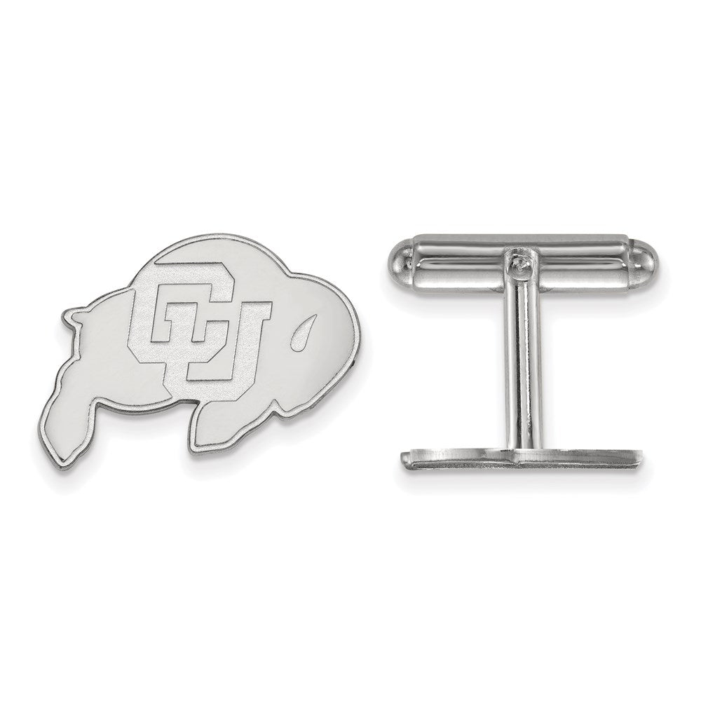 Sterling Silver Rhodium-plated LogoArt University of Colorado Buffalo Cuff Links