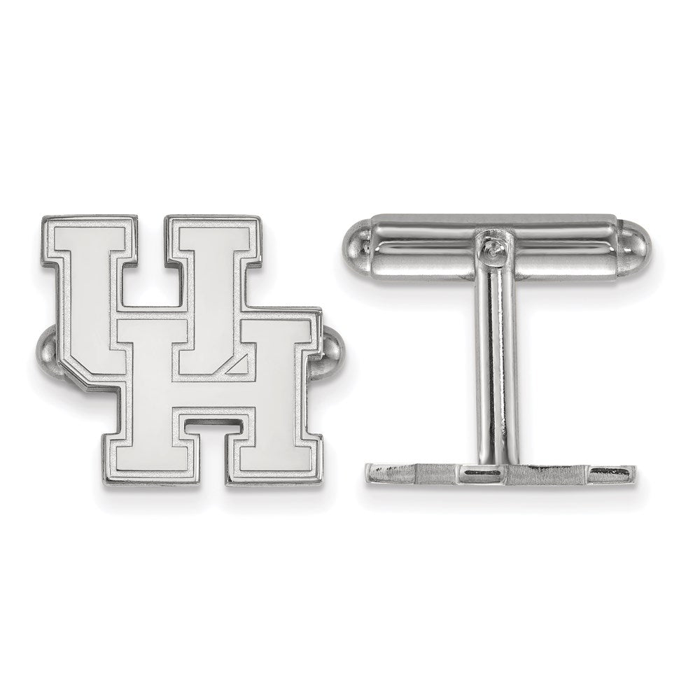 Sterling Silver Rhodium-plated LogoArt University of Houston U-H Cuff Links