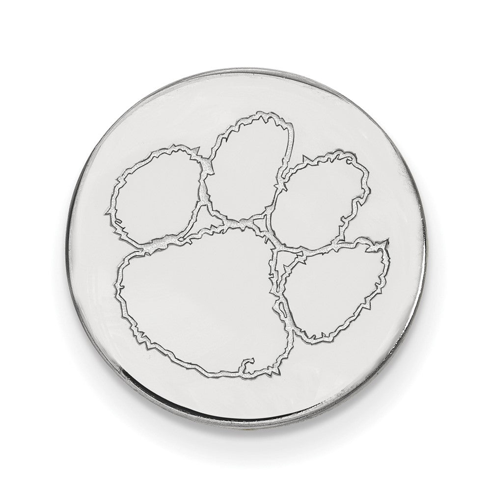 Sterling Silver Rhodium-plated LogoArt Clemson University Tiger Paw Lapel Pin