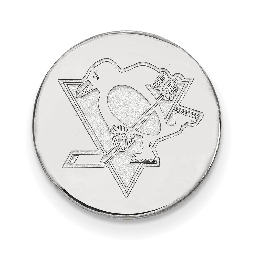 Sterling Silver Rhodium-plated NHL LogoArt Pittsburgh Penguins Lapel Pin