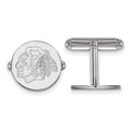 Sterling Silver Rhodium-plated NHL LogoArt Chicago Blackhawks Cuff Links