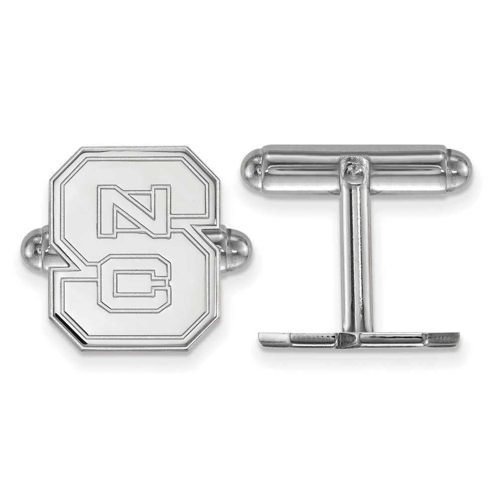 Sterling Silver Rhodium-plated LogoArt North Carolina State University N-C-S Cuff Links