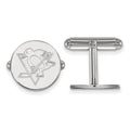 Sterling Silver Rhodium-plated NHL LogoArt Pittsburgh Penguins Cuff Links