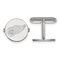 Sterling Silver Rhodium-plated NHL LogoArt Detroit Red Wings Cuff Links