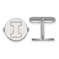 Sterling Silver Rhodium-plated LogoArt University of Illinois Letter I Cuff Links