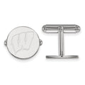 Sterling Silver Rhodium-plated LogoArt University of Wisconsin Letter W Cuff Links