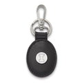 SS Rh-p LogoArt University of Illinois Black Leather Oval Key Chain