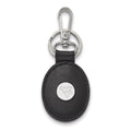 SS Rh-p LogoArt West Virginia University Black Leather Oval Key Cha