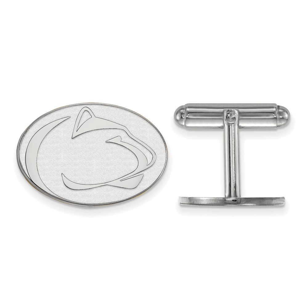 Sterling Silver Rhodium-plated LogoArt Penn State University Lion Cuff Links
