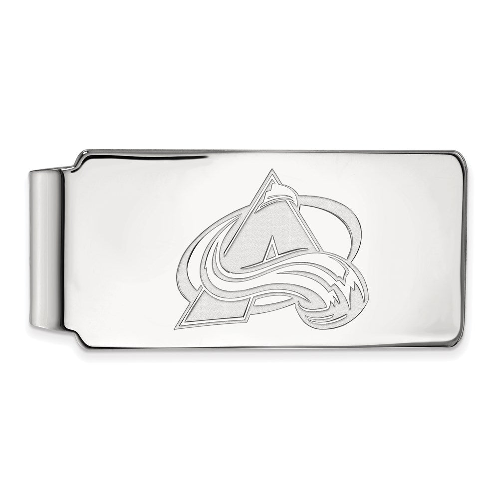 Sterling Silver Rhodium-plated NHL LogoArt Colorado Avalanche Money Clip
