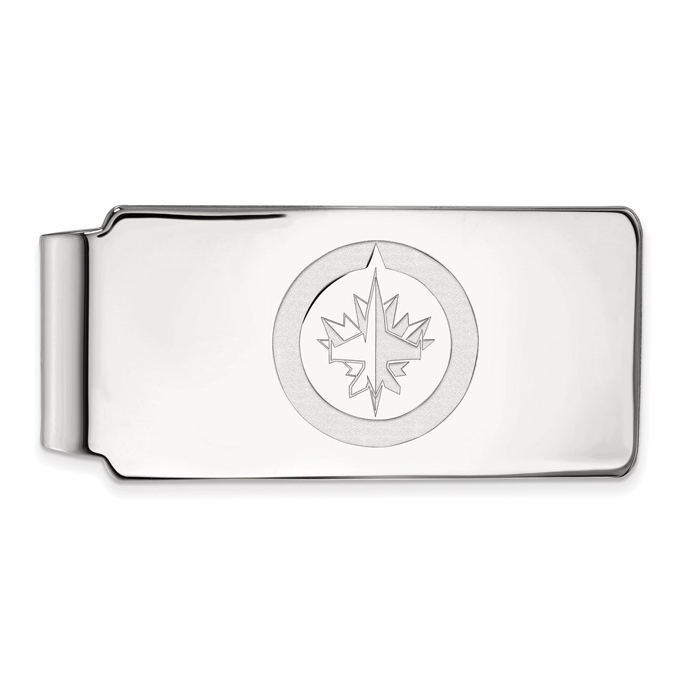 Sterling Silver Rhodium-plated NHL LogoArt Winnipeg Jets Money Clip