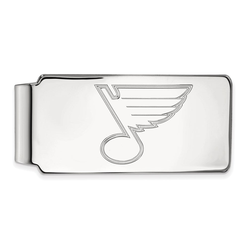 Sterling Silver Rhodium-plated NHL LogoArt St. Louis Blues Money Clip