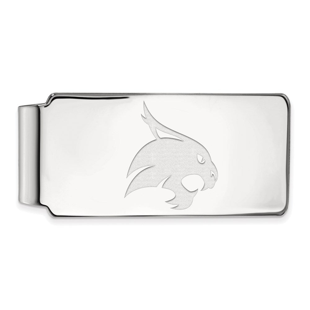 Sterling Silver Rhodium-plated LogoArt Texas State University Bobcat Money Clip