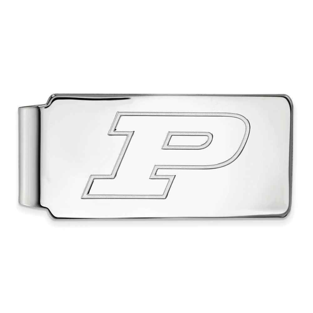 Sterling Silver Rhodium-plated LogoArt Purdue University Letter P Money Clip