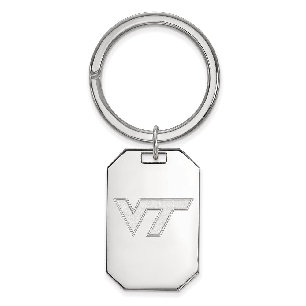 Sterling Silver Rhodium-plated LogoArt Virginia Tech V-T Key Ring