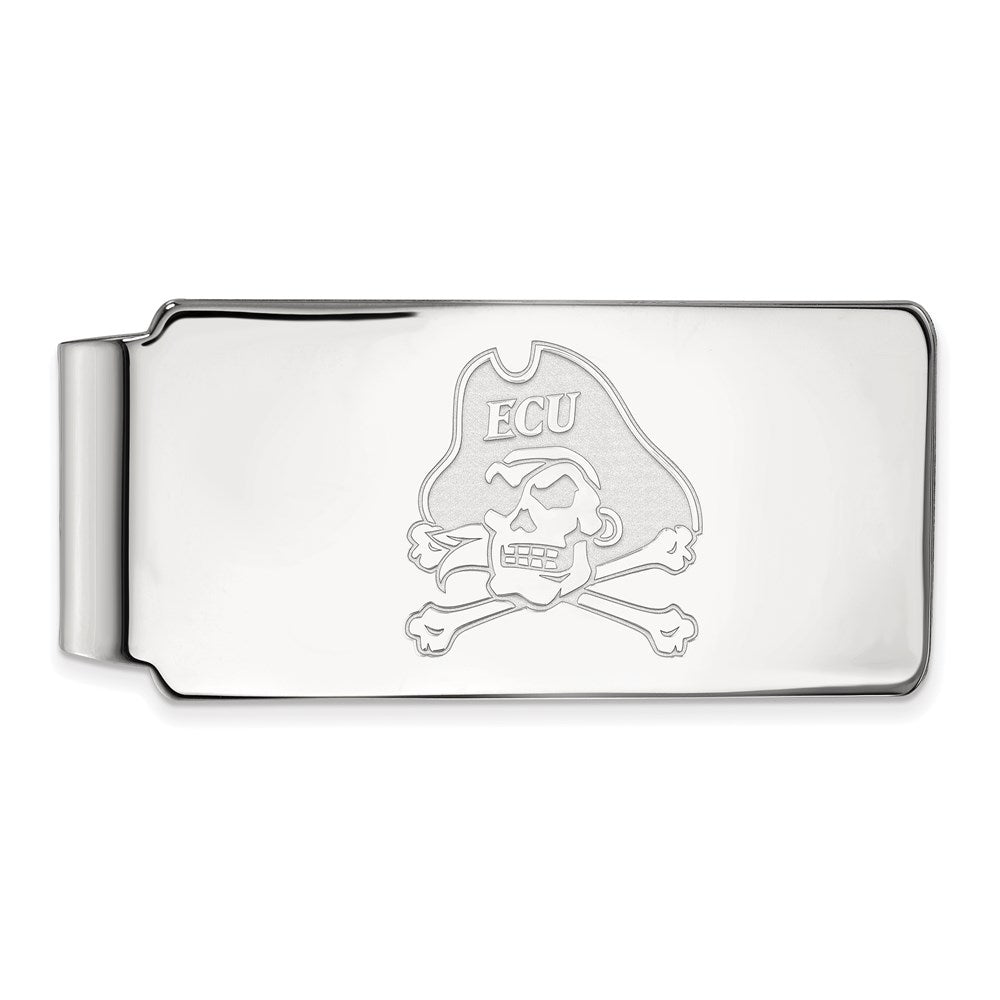 Sterling Silver Rhodium-plated LogoArt East Carolina University Pirate Money Clip
