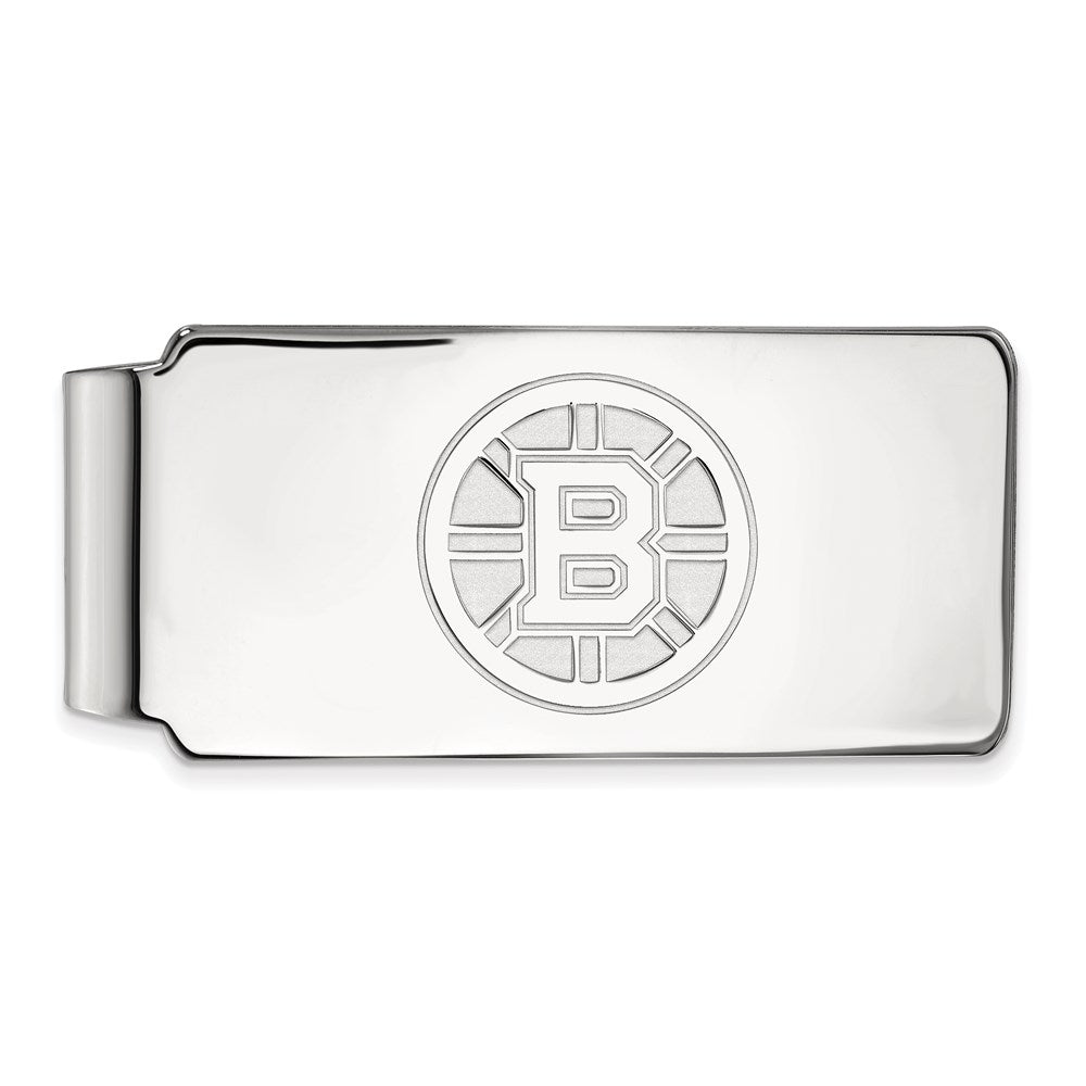 Sterling Silver Rhodium-plated NHL LogoArt Boston Bruins Money Clip