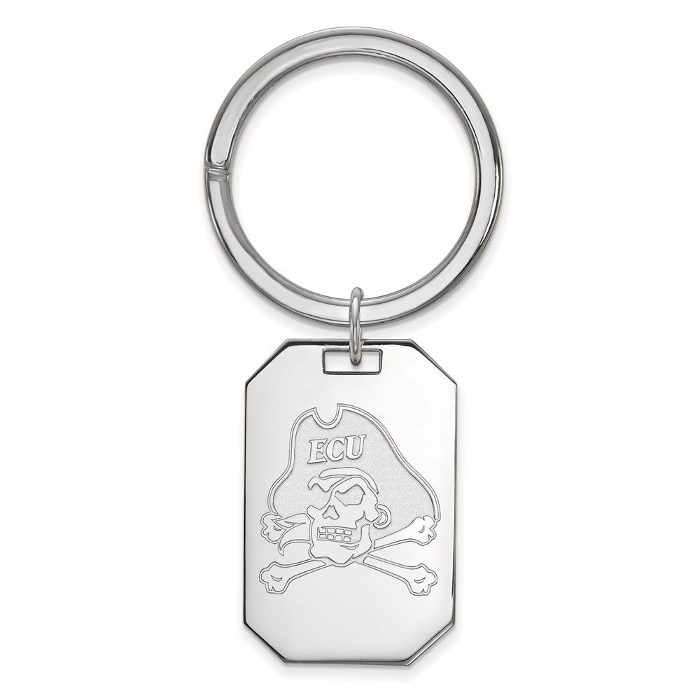 Sterling Silver Rhodium-plated LogoArt East Carolina University Pirate Key Ring