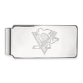 Sterling Silver Rhodium-plated NHL LogoArt Pittsburgh Penguins Money Clip