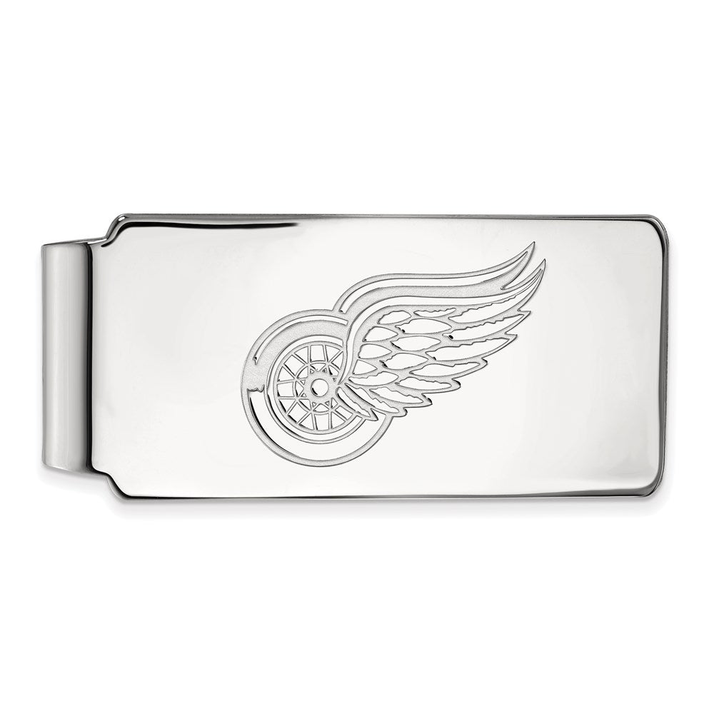 Sterling Silver Rhodium-plated NHL LogoArt Detroit Red Wings Money Clip