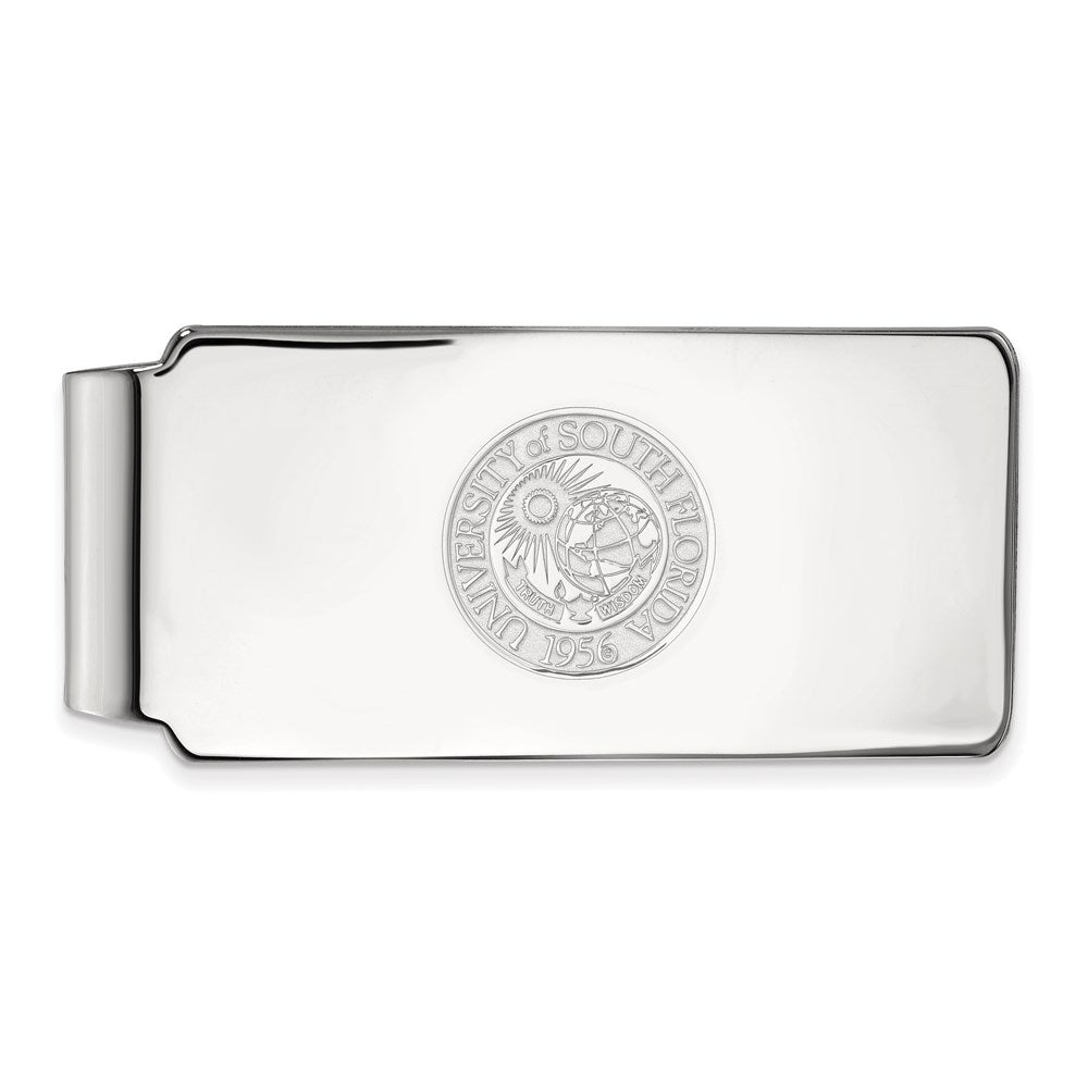 Sterling Silver Rhodium-plated LogoArt University of South Florida Crest Money Clip