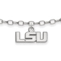 Sterling Silver Rhodium-plated LogoArt Louisiana State University L-S-U 9 inch Anklet, 9 x 16 mm