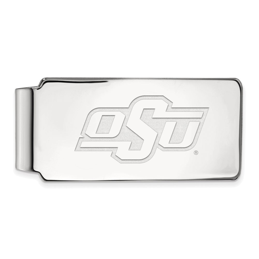 Sterling Silver Rhodium-plated LogoArt Oklahoma State University O-S-U Money Clip