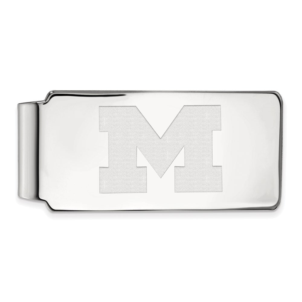 Sterling Silver Rhodium-plated LogoArt University of Michigan Letter M Money Clip