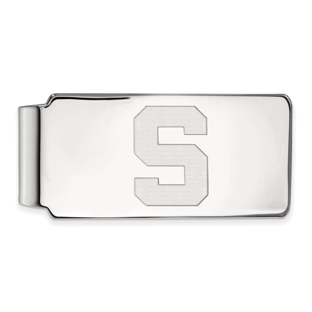 Sterling Silver Rhodium-plated LogoArt Michigan State University Letter S Money Clip