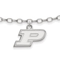 Sterling Silver Rhodium-plated LogoArt Purdue University Letter P 9-inch Anklet, 9 x 17 mm