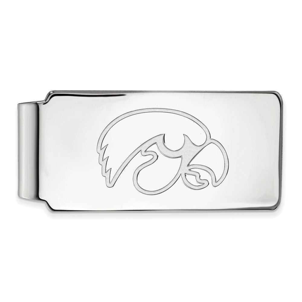 Sterling Silver Rhodium-plated LogoArt University of Iowa Hawk Money Clip