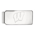 Sterling Silver Rhodium-plated LogoArt University of Wisconsin Letter W Money Clip