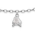 Sterling Silver Rhodium-plated LogoArt East Carolina University Pirate 9 inch Anklet, 9 x 8 mm