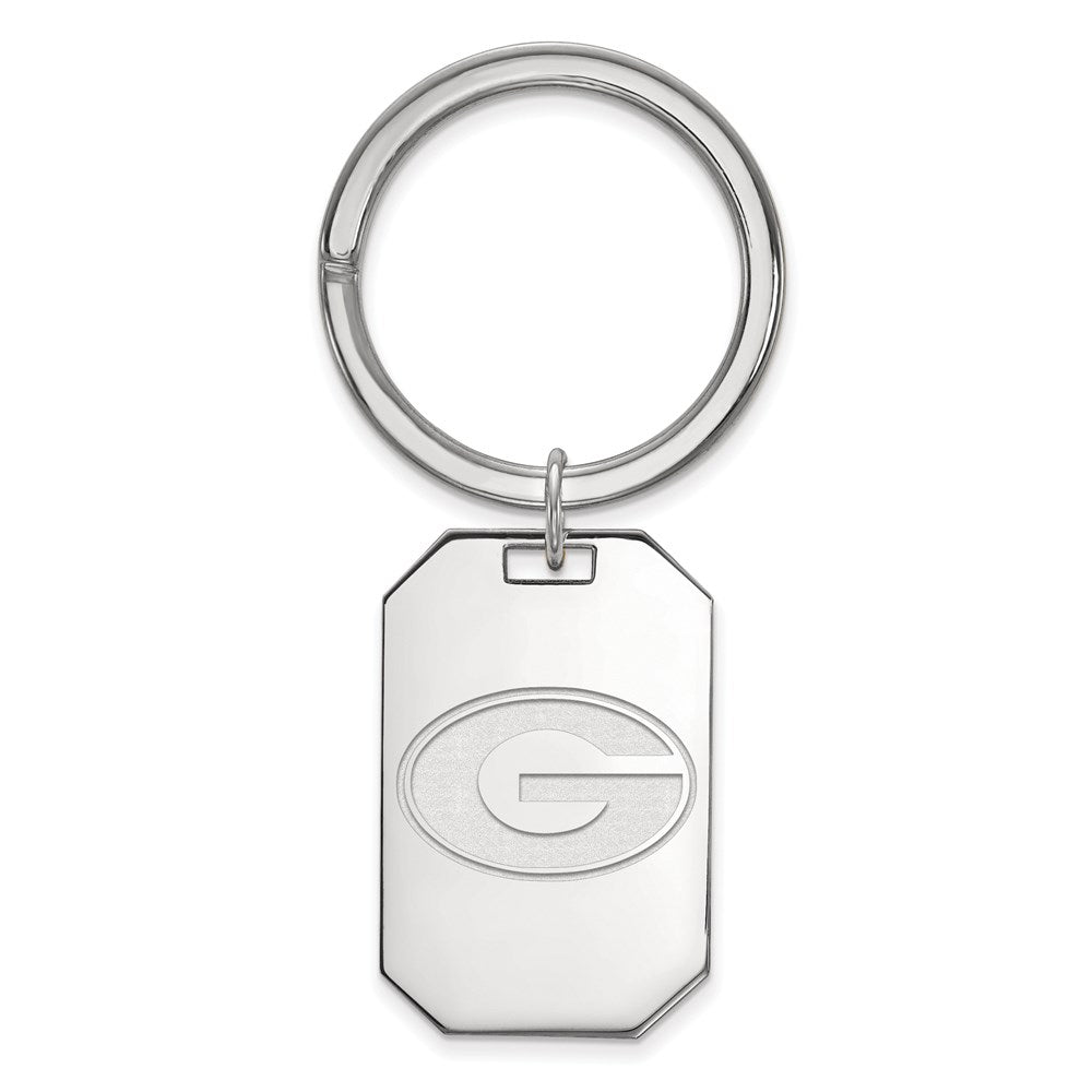 Sterling Silver Rhodium-plated LogoArt University of Georgia Letter G Key Ring