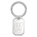 Sterling Silver Rhodium-plated LogoArt University of Wisconsin Letter W Key Ring