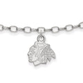 Sterling Silver Rhodium-plated NHL LogoArt Chicago Blackhawks 9 inch Anklet, 9 x 10 mm