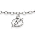Sterling Silver Rhodium-plated NHL LogoArt Tampa Bay Lightning 9 inch Anklet, 9 x 11 mm