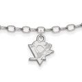 Sterling Silver Rhodium-plated NHL LogoArt Pittsburgh Penguins 9 inch Anklet, 9 x 9 mm