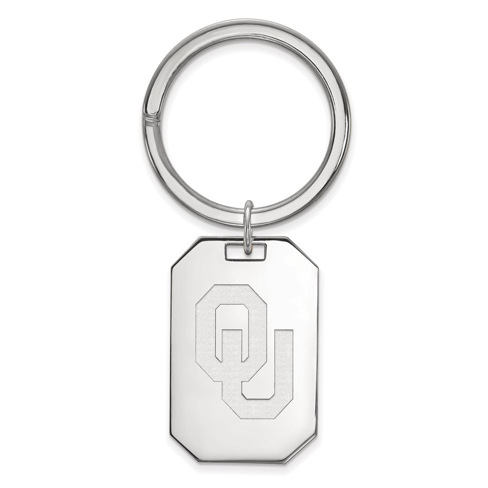 Sterling Silver Rhodium-plated LogoArt University of Oklahoma O-U Key Ring