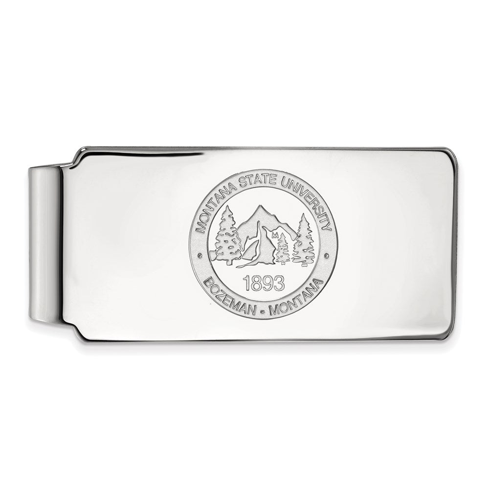 Sterling Silver Rhodium-plated LogoArt Montana State University Crest Money Clip