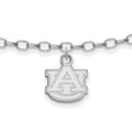 Sterling Silver Rhodium-plated LogoArt Auburn University 9 inch Anklet, 9 x 10 mm