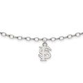 Sterling Silver Rhodium-plated LogoArt Florida State University 9 inch Anklet, 9 x 8 mm