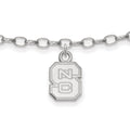 Sterling Silver Rhodium-plated LogoArt North Carolina State University  N-C-S 9-inch Anklet, 9 x 8 mm