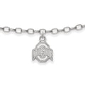 Sterling Silver Rhodium-plated LogoArt The Ohio State University 9 inch Anklet, 9 x 9 mm
