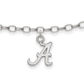 Sterling Silver Rhodium-plated LogoArt University of Alabama 9 inch Anklet, 9 x 9 mm