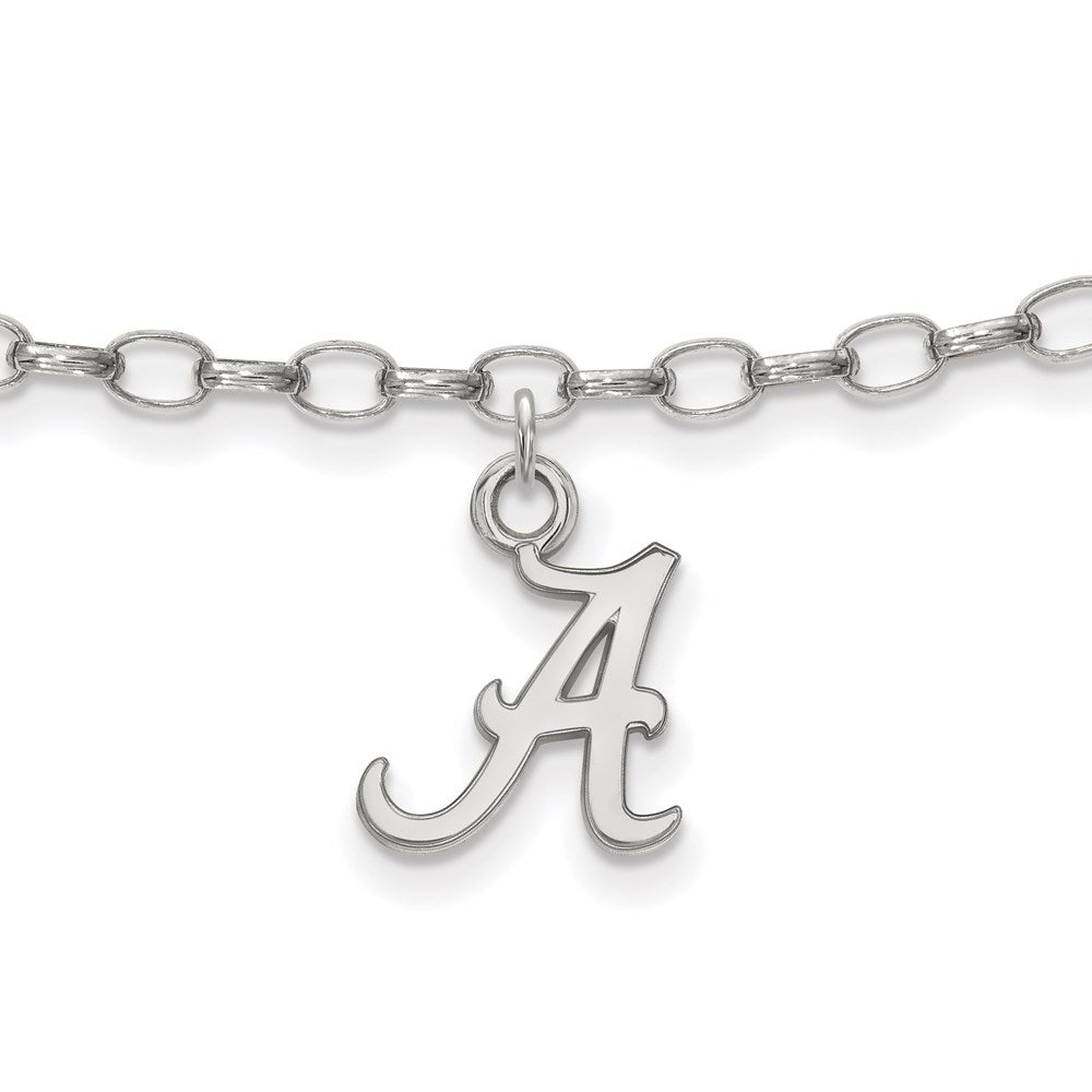 Sterling Silver Rhodium-plated LogoArt University of Alabama 9 inch Anklet, 9 x 9 mm